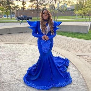 Royal blue dress custom made medium size